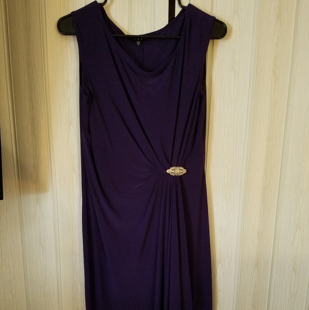 Purple maxi evening dress with silver detailing